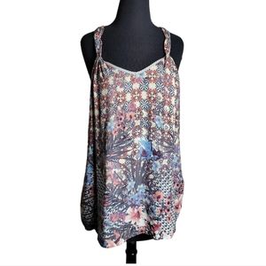 Mystree mixed print boho floral racerback top Size medium